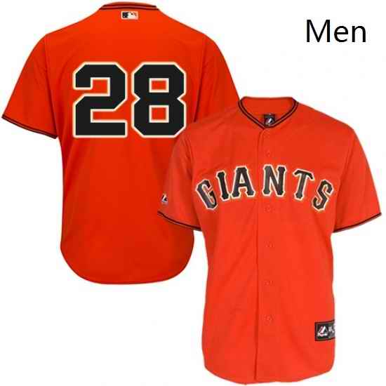 Mens Majestic San Francisco Giants 28 Buster Posey Authentic Orange Old Style MLB Jersey